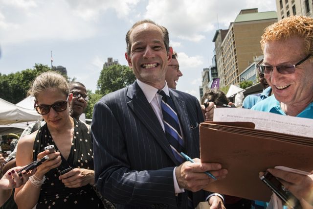 Eliot Spitzer, reveling in the limelight on Monday